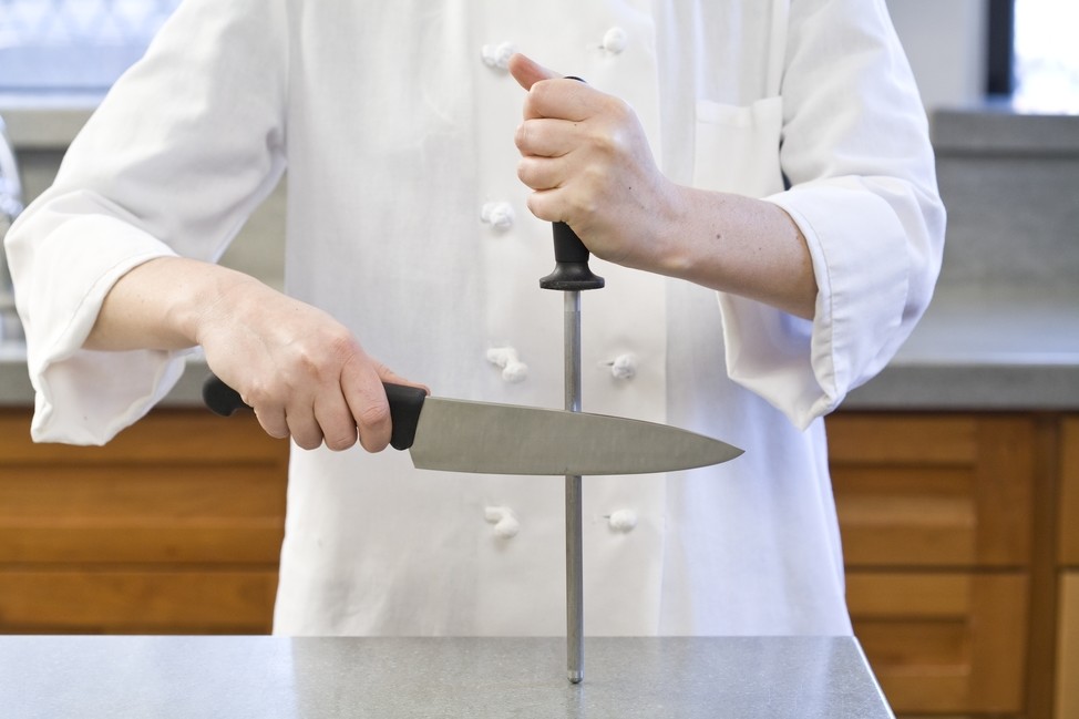 Chefs sharpen their knives in several different ways