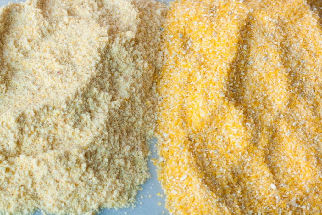 Chart comparing corn grits and cornmeal