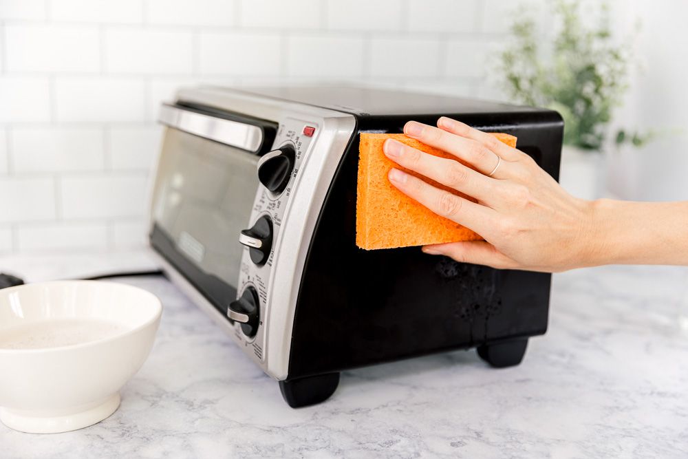 How do you clean a toaster oven without using chemicals?