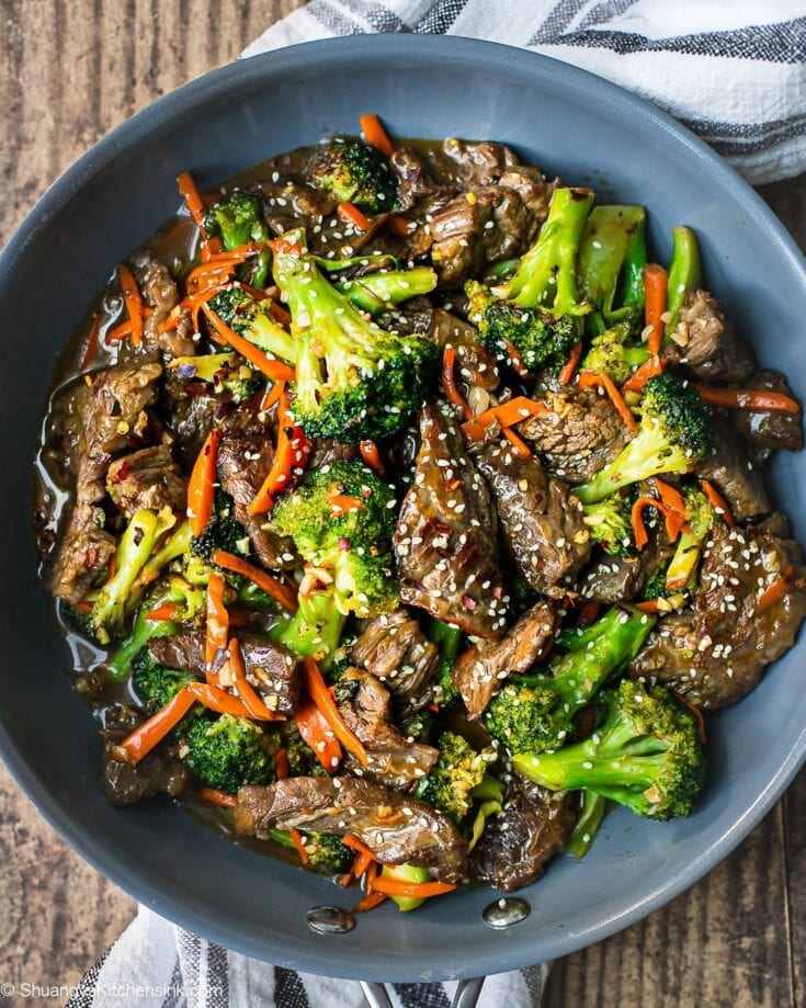 Beef with broccoli on fried rice