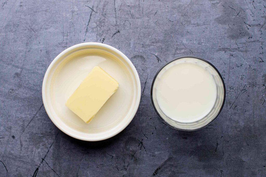 ½ cup milk + 1 tbsp margarine(butter)