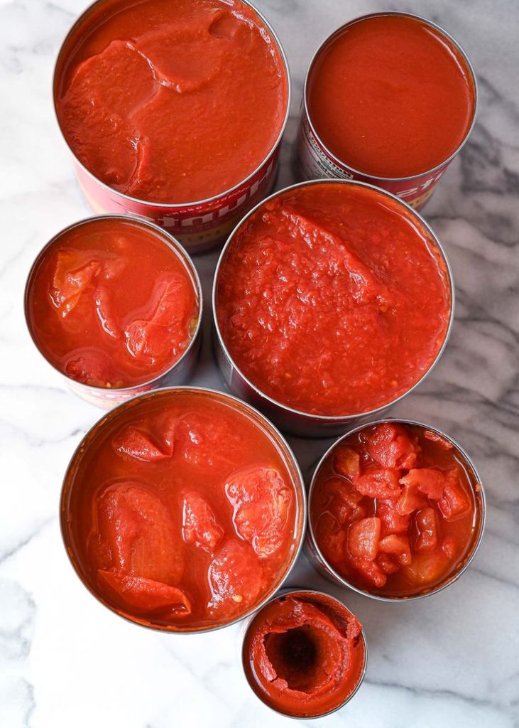 Tomatoes in cans