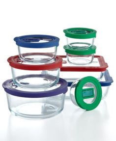 Glasslock Set of Pyrex Simply Store Rectangular and Round Glass Food Containers